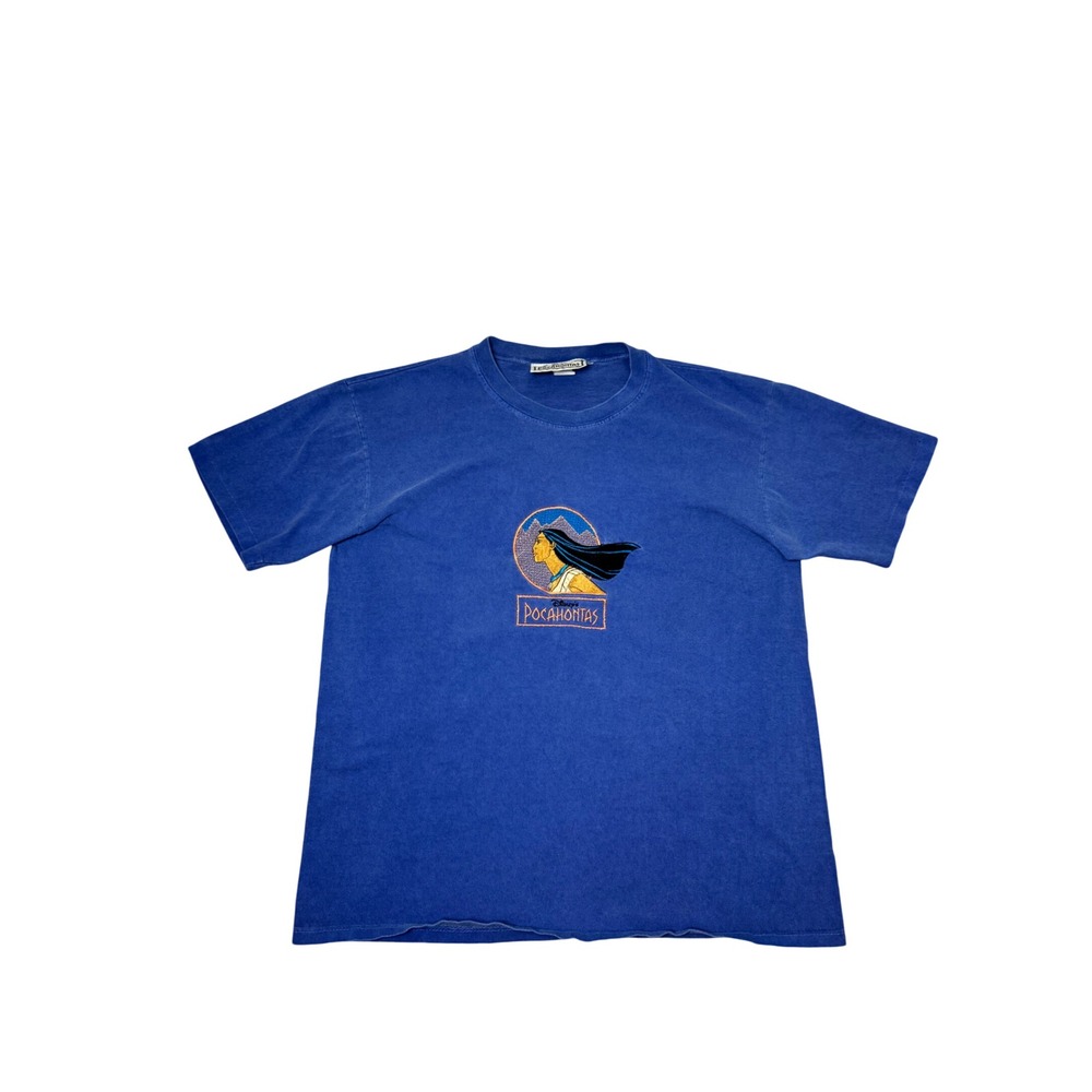Vintage 90s Disney Pocahontas Embroidered T Shirt Blue S/M